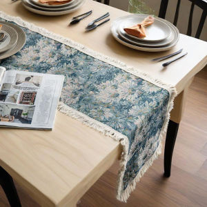 American Style Table Flag Retro Oil Painting Style Green System Long Cloth Art Cover Cloth for Coffee Table TV Cabinet Chest