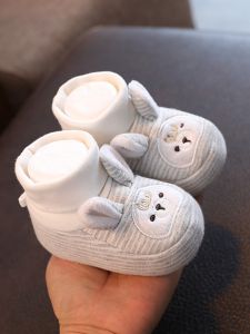 Baby Step Shoes Anti-Fall Cotton Insert Soft Bottom Spring Autumn Warm Winter Learning to Walk Shoes Girls Style Stripe Pattern