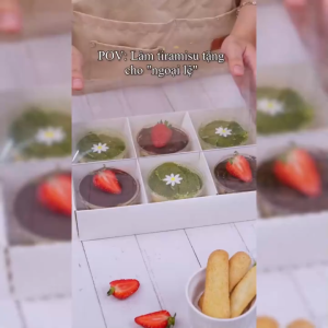 Set làm bánh tiramisu cơ bản 2 vị tự chọn matcha cacao Bếp Của Mẹ Onici thành phẩm 7 hủ (100ml/hũ)