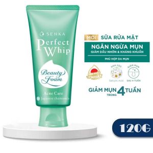 Sữa Rửa Mặt Senka Beauty Foam Acne Care 120g Từ Cúc La Mã Ngừa Mụn Dưỡng Ẩm Senka Perfect Whip Beauty Foam Acne Care Facial Wash 120g