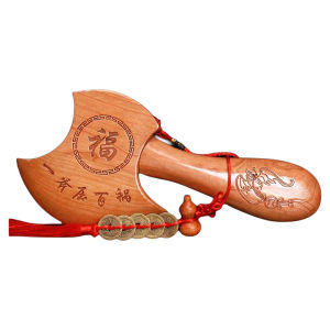 Authentic Peach Wood Axe Moving in Decoration Wedding Lucky Craftwork Living Room Entrance Decorative Hanging Piece Creative Static Object