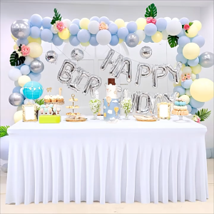 SG RumahHome® 4/6/8ft Tablecloth Rectangular & Skirt Ruffle Style Conference Hotel Wedding Party Christmas Decoration Table Cloth Cover