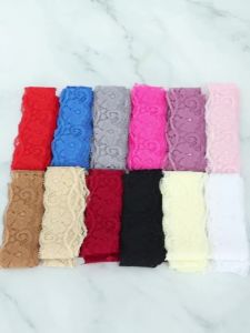2Yards/Lot Elastic Lace Ribbon Tape 35MM Color Embroidered Net Lace Trim for Craft Sewing Decoration African Hollow Lace Fabric