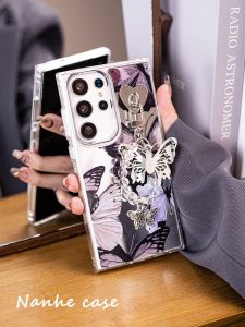 Ultra Beautiful Mirror Protective Case for S25 Ultra Edge S23 plus S24U with Stand Anti-Fall Korean Style Mobile Phone Shell