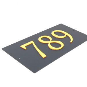 Nomor Rumah Akrilik Black Doff Gold Nomor Rumah Gold Modern Eksklusif Hiasan Dinding