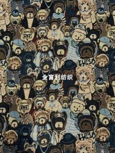 Vải Thêu Teddy Bear Mỹ Cổ Điển Dày Dặn DIY Vải Thủ Công Trang Trí Túi Quần Áo Vải Thêu Họa Tiết Hoạt Hình Vải Thêu