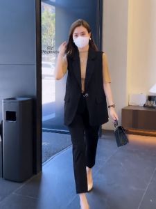 Slimming Mid-sleeve Suit Vest T-shirt Set Fashion