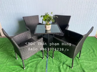 Bàn ghế mây nhựa cafe ngoài trời giá rẻ