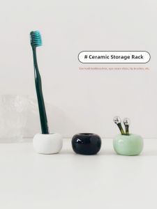 Bathroom Ceramic Toothbrush Holder Couple Simple Creative No Drilling Shelf Eye Cream Stick Pen Stand Organizer for Home Use