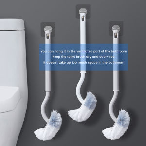 C.N. Long-Handled Toilet Brush Curved Head Soft Bristles Quick Drying Bathroom Corner Cleaning Tools