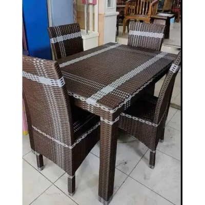 (Ready Stok) Kursi makan rotan sintetis + kaca acrilic meja makan tempat makan
