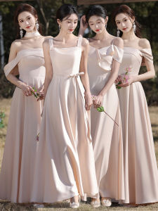 Champagne Satin Maids Dress 2025 New Style Korean Version Bridesmaid Gown Womens Daily Wear High-End Small Niche plus Size