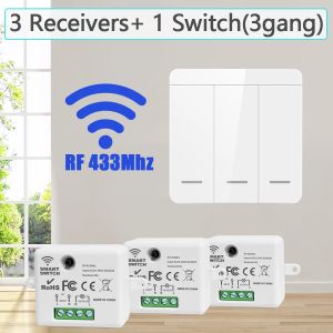 Wireless Smart Switch Light 433MHz 1/2/3 Gang 86 Wall Panel Switch Remote Control Relay Receiver 10A 110V 220V For LED Lamp
