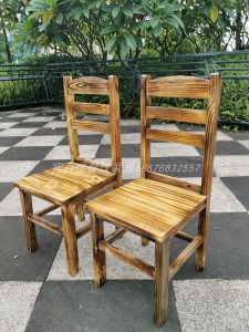 Solid Wood Pine Restaurant Chair with Backrest for Large Food Stalls And Hotels Non-rotatable Country Style Dining Chair