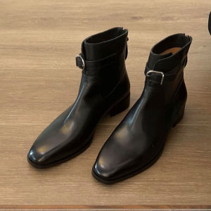 รองเท้าบูทสั้นผู้หญิงฤดูใบไม้ร่วง/ฤดูหนาว ทรงหัวเหลี่ยม ด้านหน้าแบบสวมสบาย ด้านหลังเปิดซิป ทรงหัวเหลี่ยม รองเท้าบูทสั้นแฟชั่น