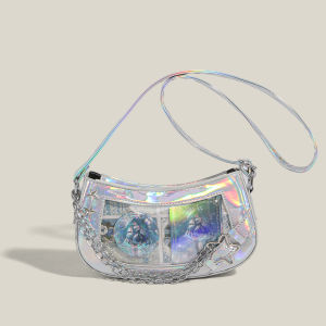 Urban Minimalist Style Single-Shoulder Crossbody Bag Womens Underarm Denim Satchel Cool Spliced Stitching Zipper Closure