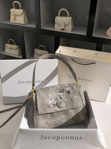 Grey Leather Tote Bag Womens Commuter Fashion Trend Soft Handle Magnetic Buckle Closure Large Capacity Shoulder Bag for Work