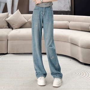 High Waist Skinny Jeans Womens Spring Autumn Thin Drill Loose Slim Leggings Straight Tube Pants Casual Fashionable