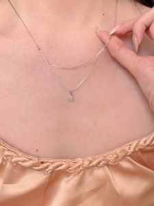 Double Layer Fine Star Dust Necklace S925 Sterling Silver Elegantly Chilled Versatile Luxury Korean Style Geometric Pattern for Women