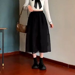 Sophisticated Mesh Skirt - Black