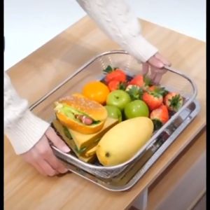 FH-C1266 Keranjang Saringan Tinggi Stainless Steel Tahan Karat / Set Nampan Stainless Peniris Minyak