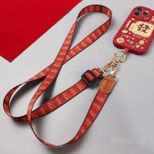 Zengge Red Diagonal Wide Version Mobile Phone Strap Adjustable Neck Chain Crossbody Womens Style Bee Chain Pendant Phone Case Anti-Loss Lanyard
