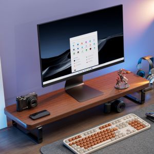 APTO Simple Computer Monitor Stand 40/60CM Wood Steel Frame Desk Storage Rack Display Stand Laptop Stand