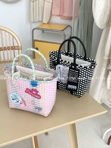 Thefifthmoon Cute Sweet Cool Wind Embroider Cloth Label Young Adult Heart Niche Style Knitted Basket Basket