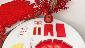 IFS 🐲2024🧧ซองอั่งเปา Tiktok ลายมงคล ซองแดง ซองตรุษจีน สีแดงรูปพัด ซองแดงอั่งเปา