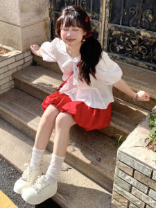 Red Bouffant Skirt Pants High Waist A-Line Sweet Style Mini Skirt Short Cloud Puffy Skirt Women Summer Commute Korean Version