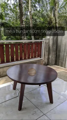 meja lesehan meja bundar kopi table minimalis meja kayu bulat