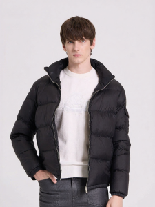 Insulated Winter New Arrival Reversible Beaded Black Stand Collar Down Jacket