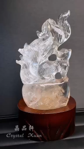 【现货】 💰白水晶共生黄胶花狐仙摆件14cm高｜招财转运 × 灵性守护 × 缘分桃花｜Clear Quartz with Yellow Resin Flower Fox Fairy｜Wealth • Love Luck