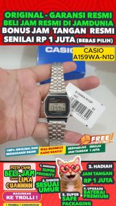CASIO ORIGINAL - CASIO A-159WA-N1DF - Vintage - MEN - Silver - Stainless - NEW - Jam dunia JD18ST # Jam Tangan Pria Cowok Anti Air Digital Analog + CASIO A 159WA N1 A-159WA 159 WA A159 A-159 A159WA A-159WA-N1 $ WR0 STS KC7 D1193