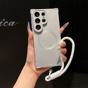 Lanyard Wrist Strap Magnetic Phone Case For Samsung Galaxy S26 Ultra S25  S24 Plus S26 Shockproof For Magsafe Hand Rope Cover