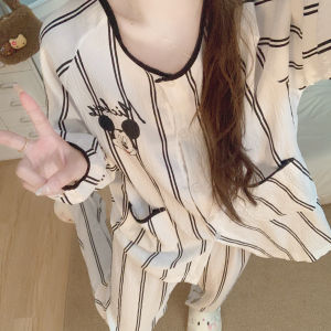 HANQIANNUO | Sweet Home Sleepwear Set for Women Cotton Cloud Feel Long Sleeve Long Pants