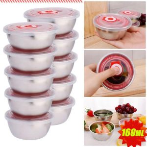 160ML 304 Stainless Steel Bowl with Lid Leak-Proof Fresh-keeping Bowl Microwave Bento Lunchbox Portable Children Food Bowl
