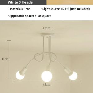 JOYINLED 3/5 Heads Ceiling Light Wrought Iron LED Ceiling Light Black White E27 Living Room Modern Home Decor Lighting Fixture