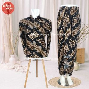 couple kemeja batik rok lilit instan tingal pakai/couple kemeja batik panjang rok lilit