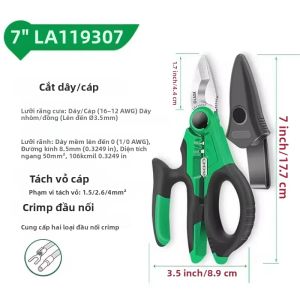 LAOA LA119307 Kéo Thợ Điện Đa Chức Năng 7 Inch Dụng Cụ Cầm Tay Cắt Dây Hạng Nặng Với Tay Cầm Cao Su Chống Trượt Hai Màu