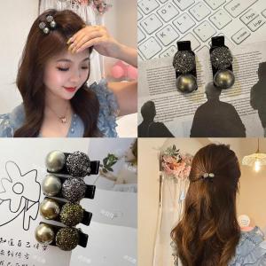 Korean Japanese Rhinestone Hair Clips Womens Forehead Bangs Side Duckbill Clip Elegance New 2025 Hair Accessories