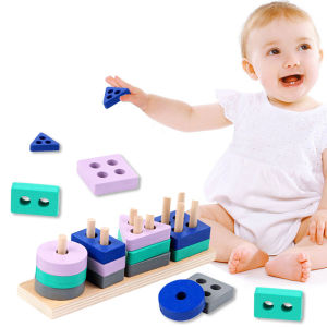 BabyShine Mainan edukasi/blocks mainan/balok susun warna warni isi banyak/geometric board