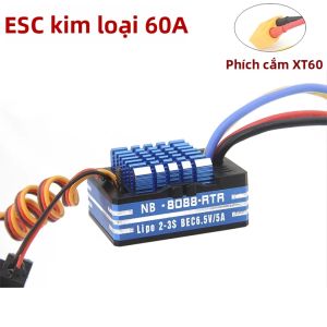 NEEBRC 60A 80A Full Metal Chống Nước Chải Chổi Than ESC Cho 540 550 Động Cơ RC Xe Bánh Xích Quái Vật Xe Tải Địa Hình 1/10 1/12 Phần