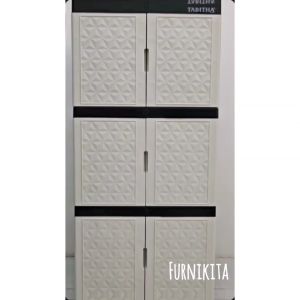 LEMARI PLASTIK TABITHA SUSUN 2 LEMARI CERMIN KUNCI NEW DIAMOND [TABBOX]