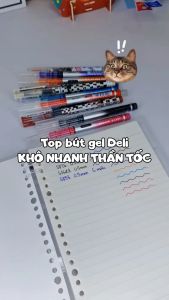 Bút bi dạng ɡel cao cấp Deli - mực đen - ngòi 0.5mm - Kẹp bút điều chỉnh kích thước - 4 màu sắc thời trang - NS568