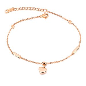Vòng Chân Nữ Lokaer Mạ Vàng Hồng Hình Trái Tim & Khối Lập Phương Chất Liệu Thép Không Gỉ Trang Sức Thời Trang Vòng Đeo Chân Dành Cho Bạn Bè