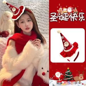 Christmas Theme Adult Hair Accessories Hat Headband Party Decoration Photo Prop Triangle Shape Fabric Hairband for Women