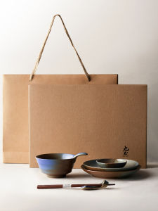 Retro Chinese Style Ceramic Dinnerware Set for Two Handmade Porcelain Bowl Plate Chopsticks Home Use Gift Box Japanese Style