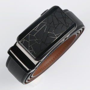 1pc Fashionable Cowhide Black Belt Automatic Buckle For Men Daily Life Leisure Time Party Festival Work Business Formal