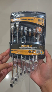 TOOLMAK Ring Pas Racet Set Combination Ratcheting Wrench Set 7Pcs TMK19719